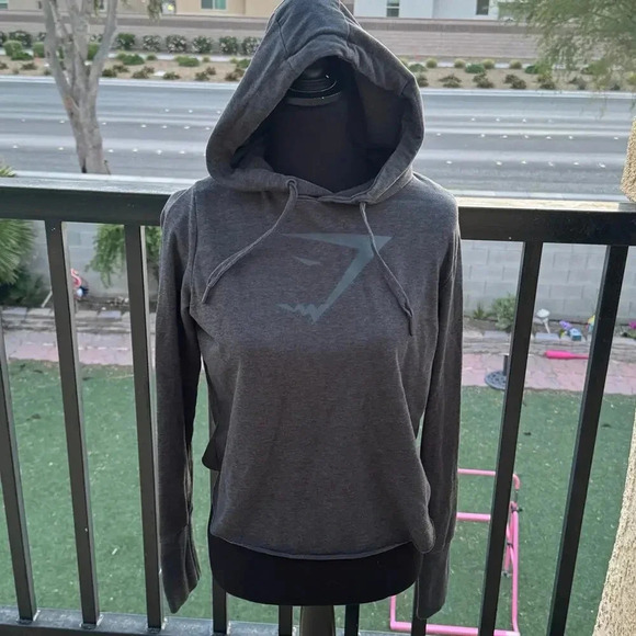 Gymshark Tops - Gymshark Grey Hoodie Open Back Size Small